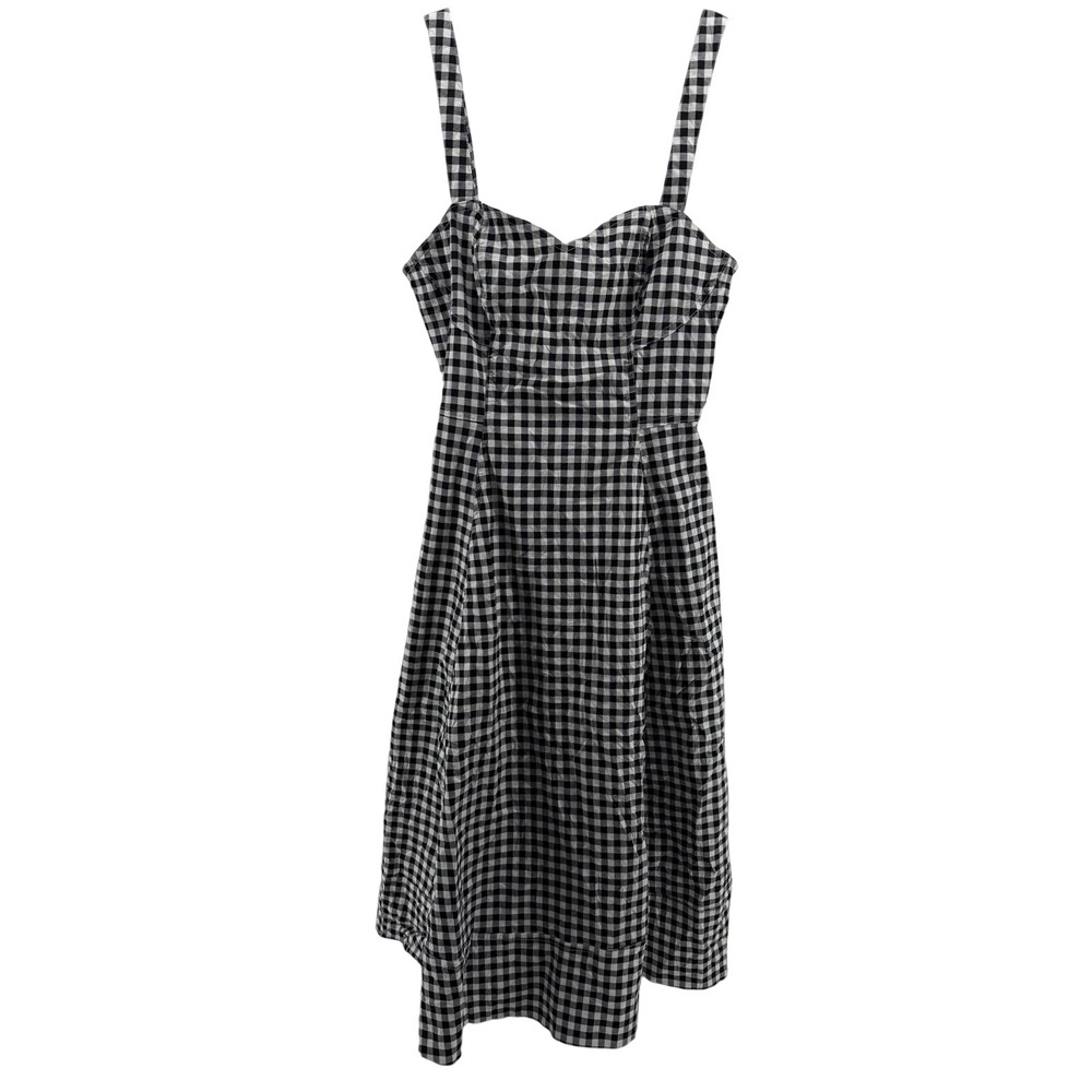 Avec Les Filles Dress Size 8 Black White Gingham Fit Flare Bustier Sundress